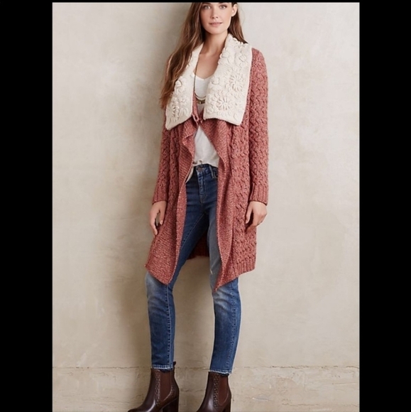 Anthropologie Knitted & Knotted Lilitz Shawl Chunky Knit Cardigan - Picture 1 of 11
